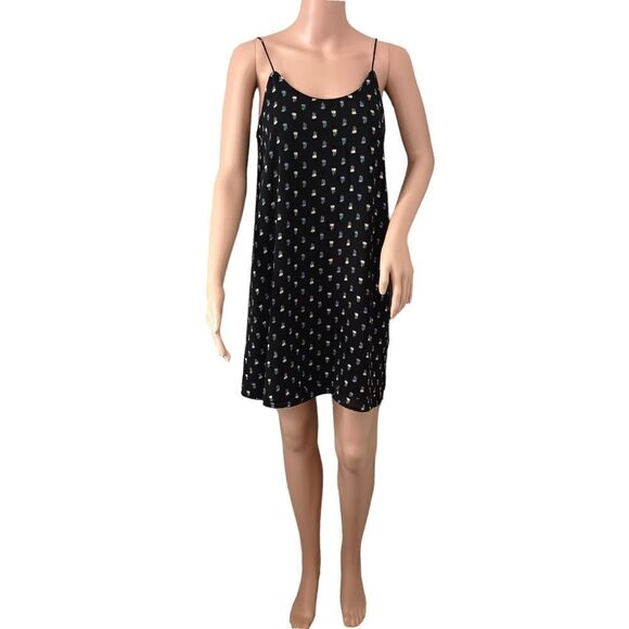 Anthropologie Dark Floral Dress Sz XS Slip Fairy Grunge Romantic Boho Blue Rain - Picture 12 of 16